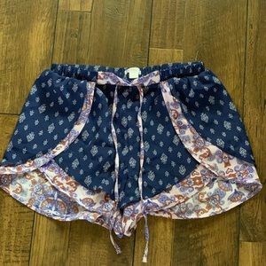 Navy and lavender printed shorts